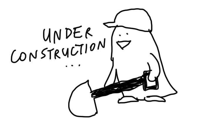 penguin with a hard hat holding a shovel